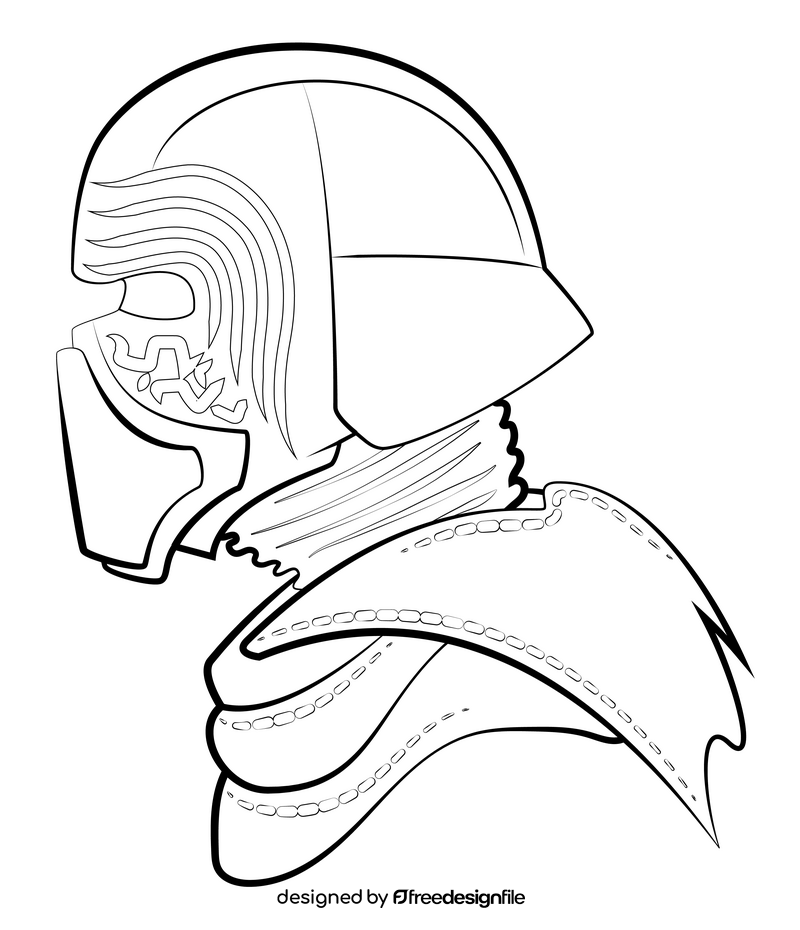 Kylo ren drawing black and white clipart