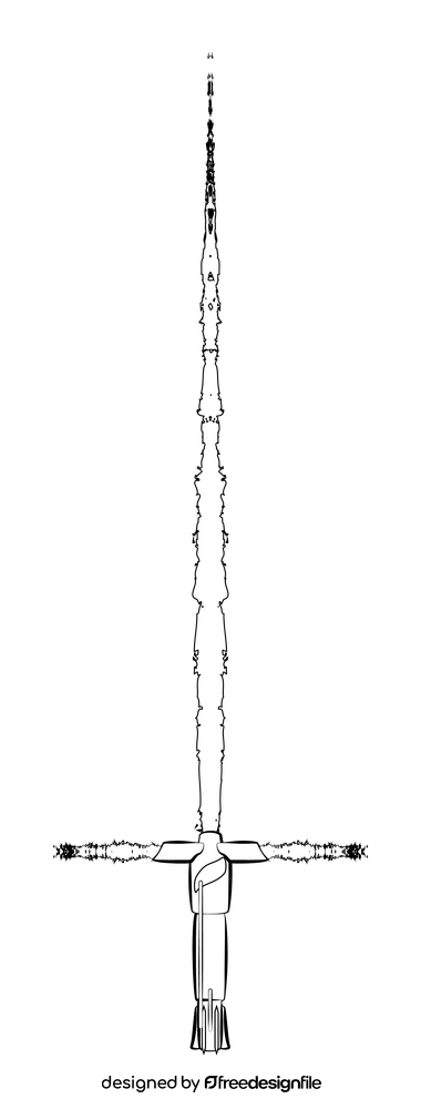 Lightsaber drawing black and white clipart