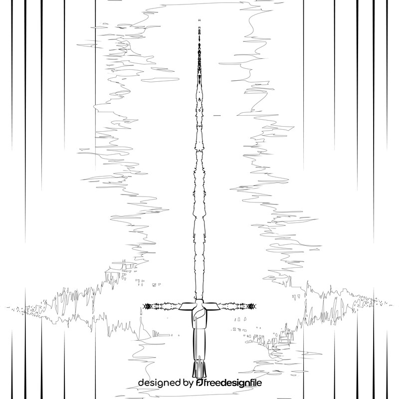 Lightsaber drawing black and white vector