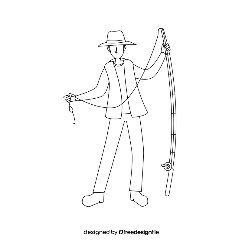 Fishing black and white clipart