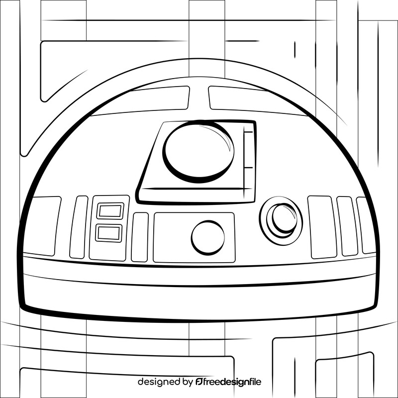 R2d2 drawing black and white vector