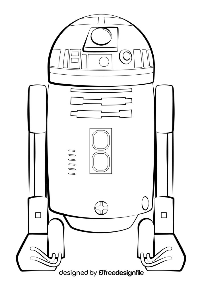 R2d2 drawing black and white clipart