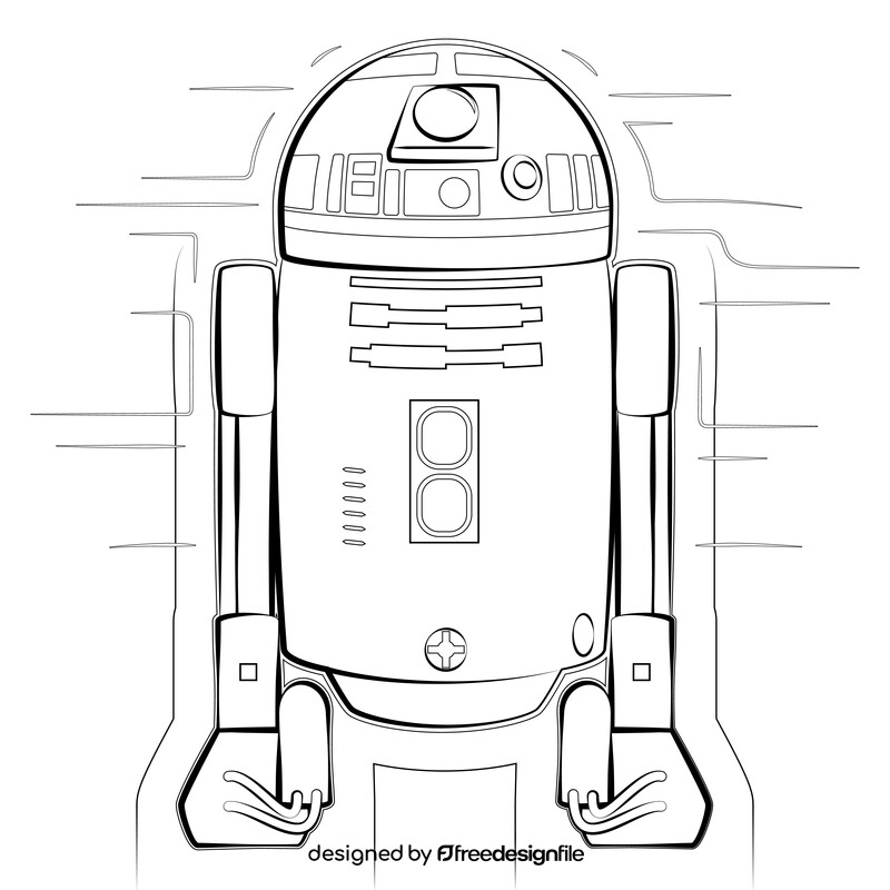 R2d2 drawing black and white vector