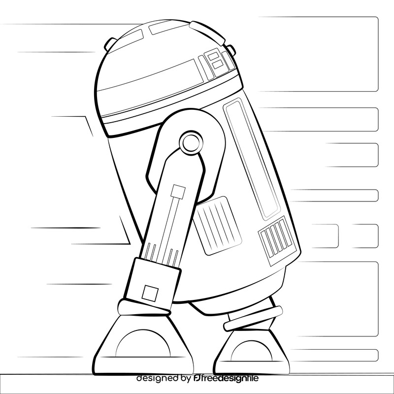 R2d2 drawing black and white vector