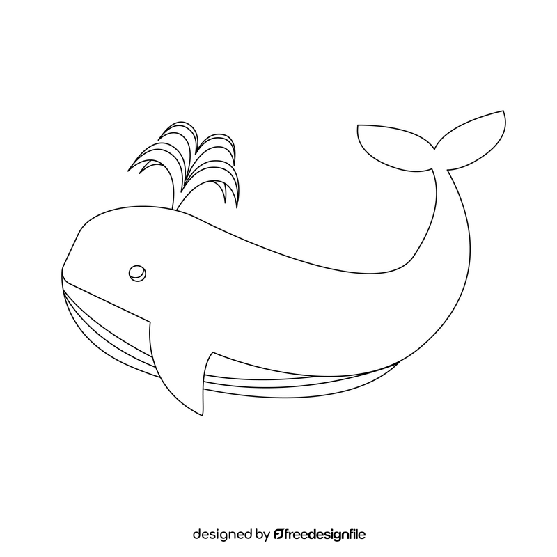 Whale cartoon black and white clipart