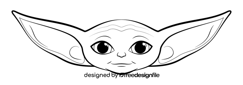 Baby yoda drawing black and white clipart