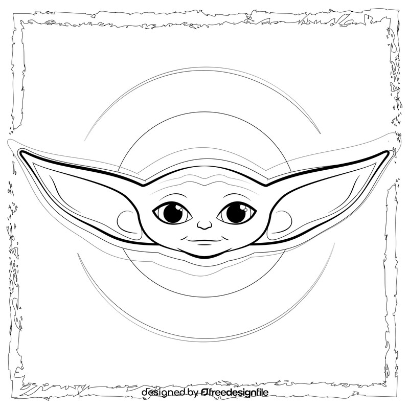 Baby yoda drawing black and white vector