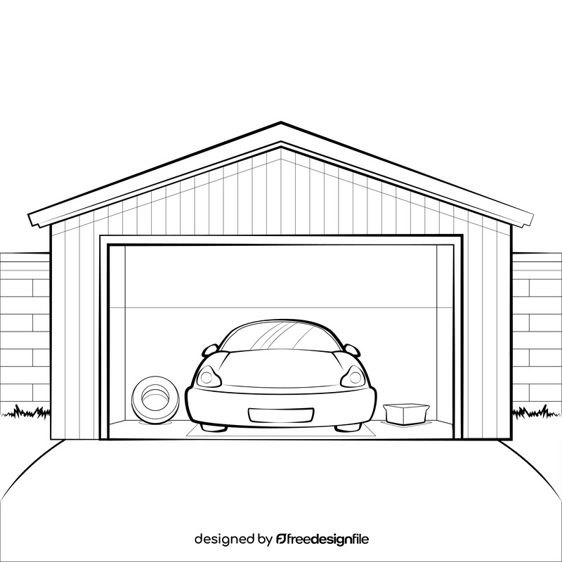 Garage drawing black and white vector