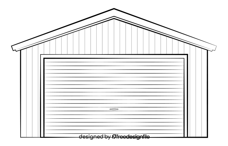 Garage drawing black and white clipart