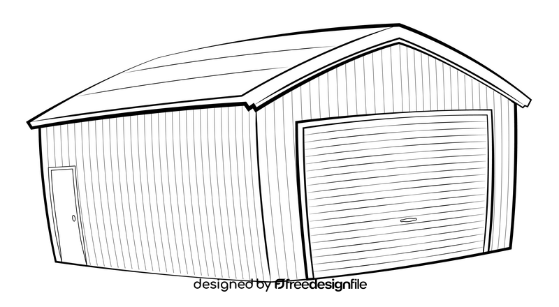 Garage drawing black and white clipart