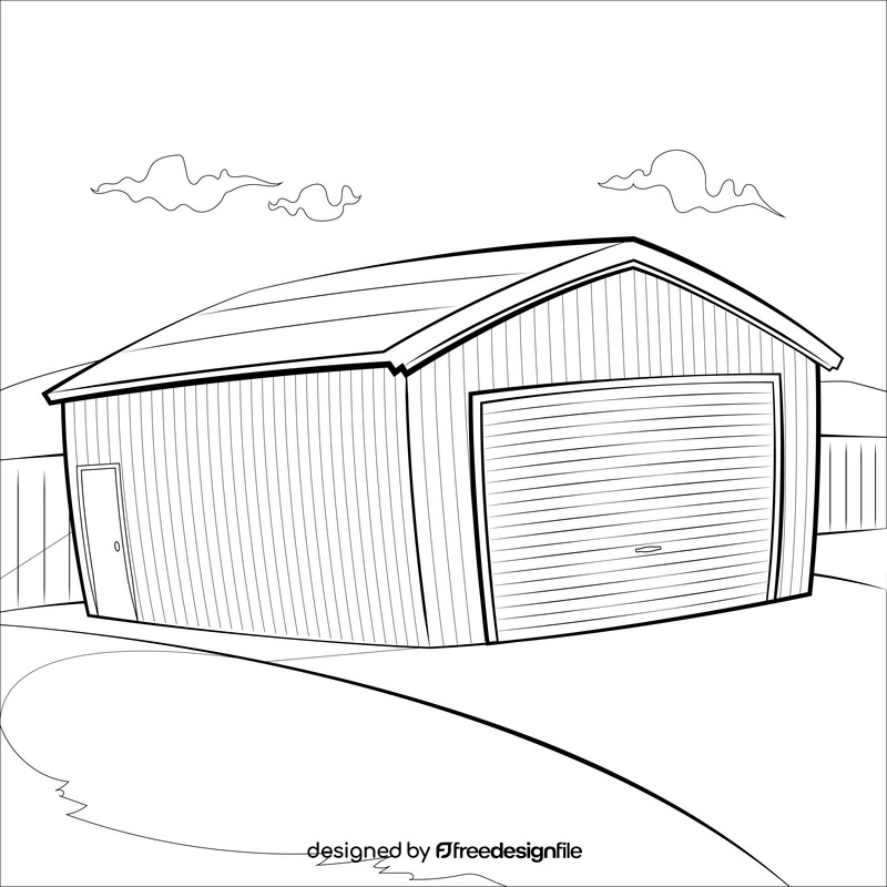 Garage drawing black and white vector