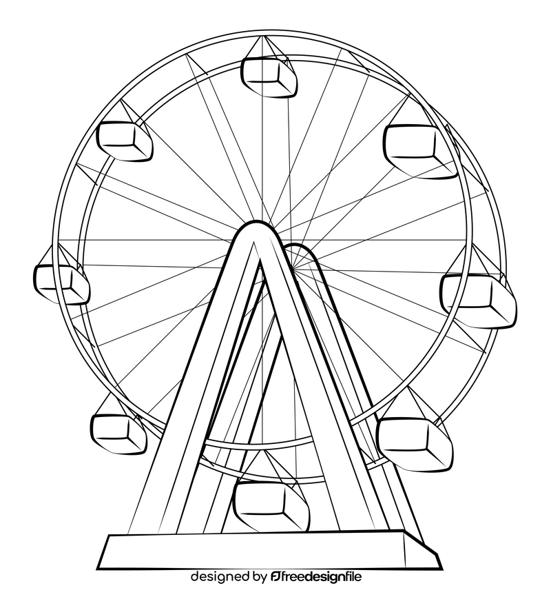 Ferris wheel drawing black and white clipart