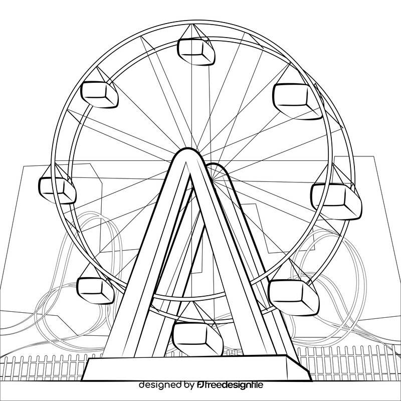 Ferris wheel drawing black and white vector