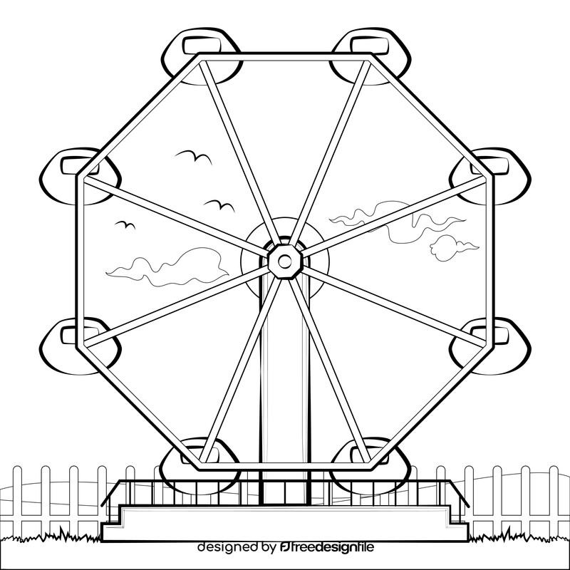 Ferris wheel drawing black and white vector