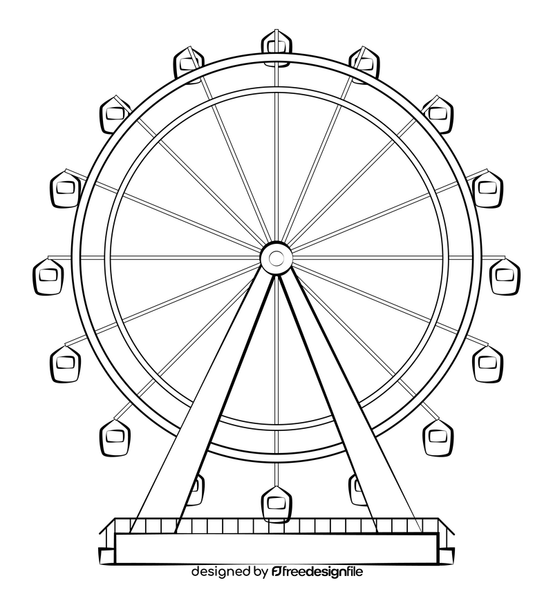 Ferris wheel drawing black and white clipart