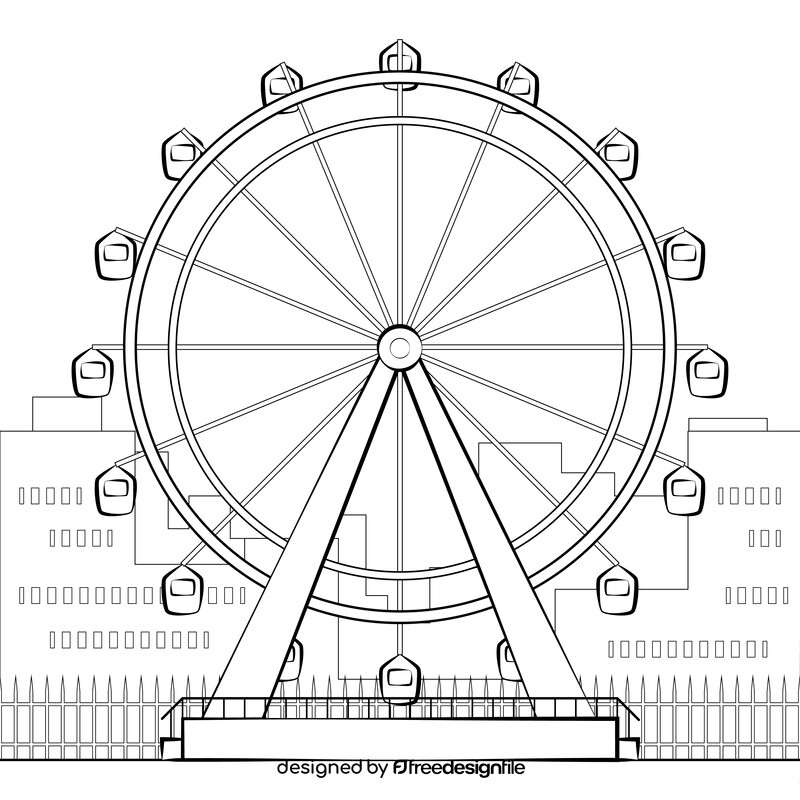 Ferris wheel drawing black and white vector