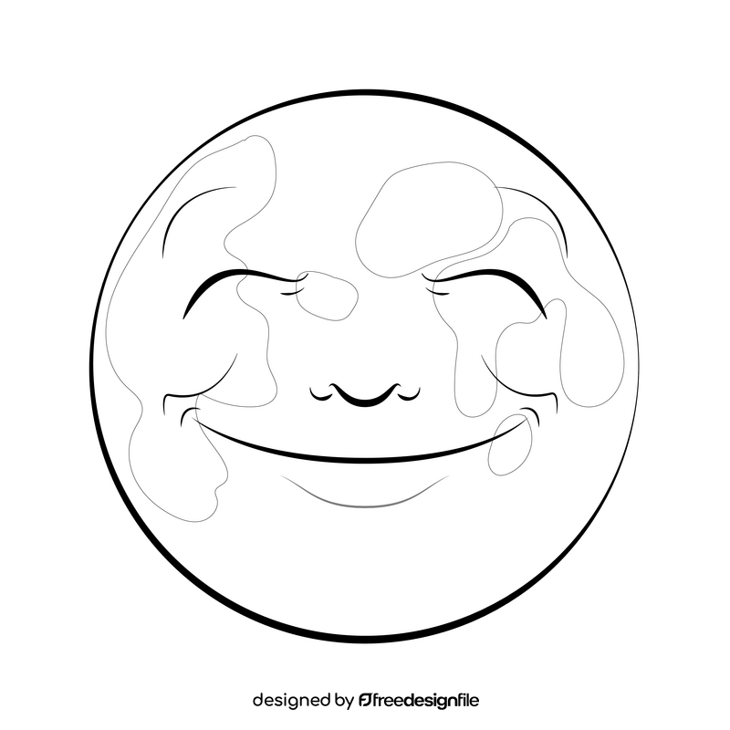 Full moon drawing black and white clipart