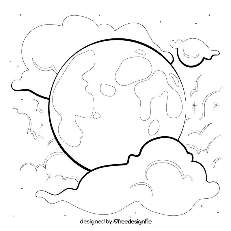 Full moon drawing black and white vector