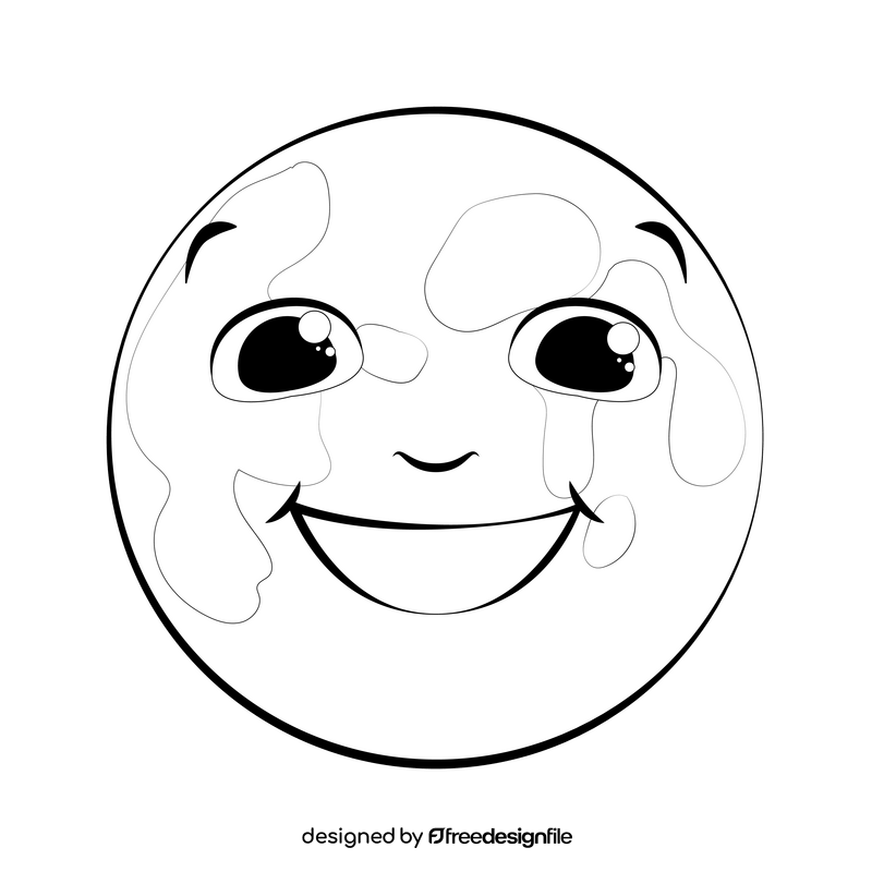 Full moon drawing black and white clipart