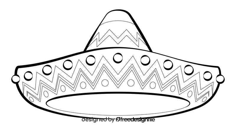 Fiesta sombrero drawing black and white clipart