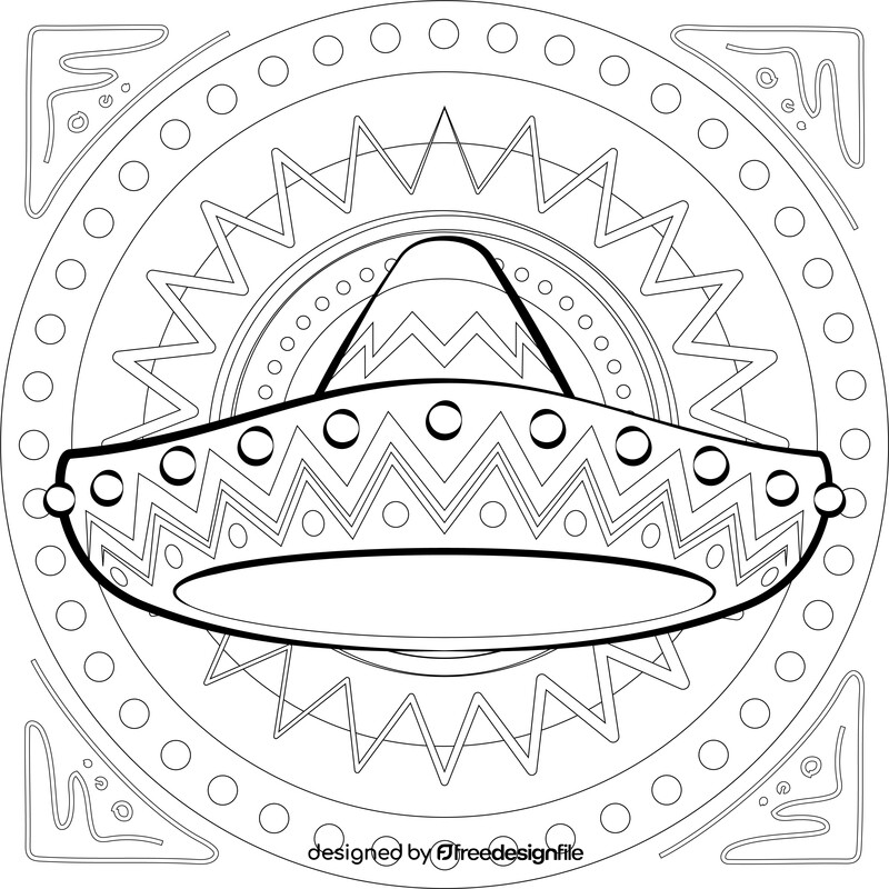 Fiesta sombrero drawing black and white vector