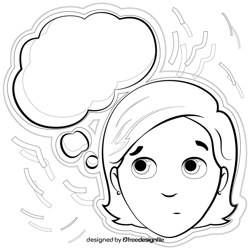 Girl thinking drawing black and white vector