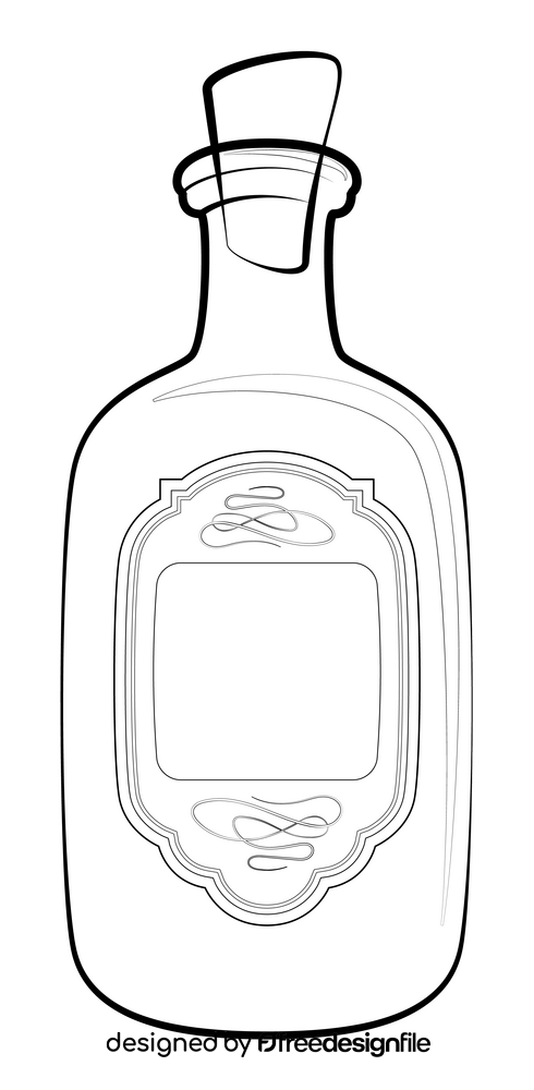 Vintage bottle drawing black and white clipart