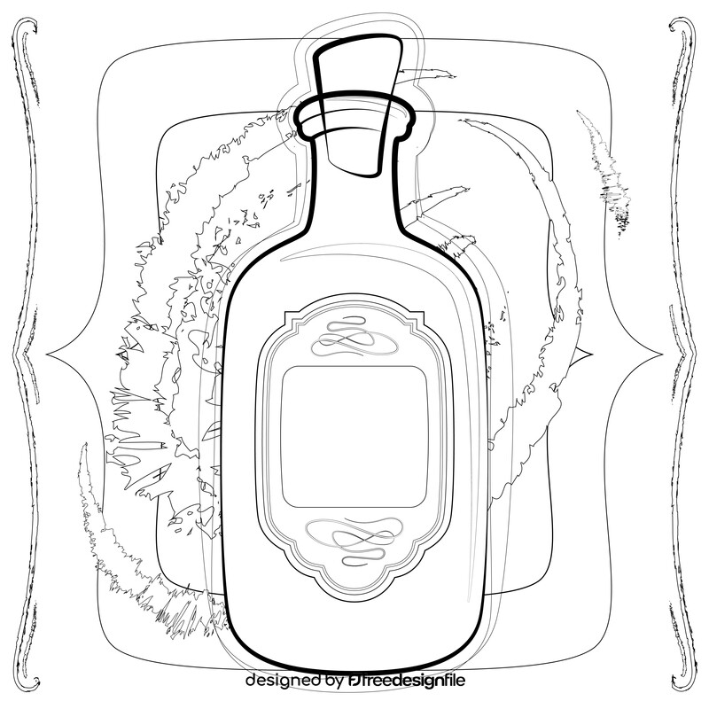 Vintage bottle drawing black and white vector