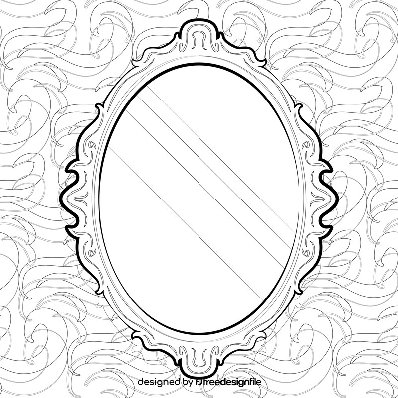 Vintage mirror drawing black and white vector