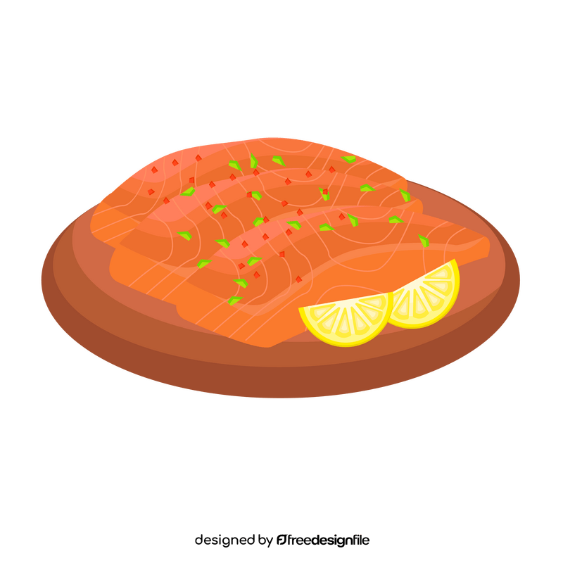 Salmon with lemon clipart