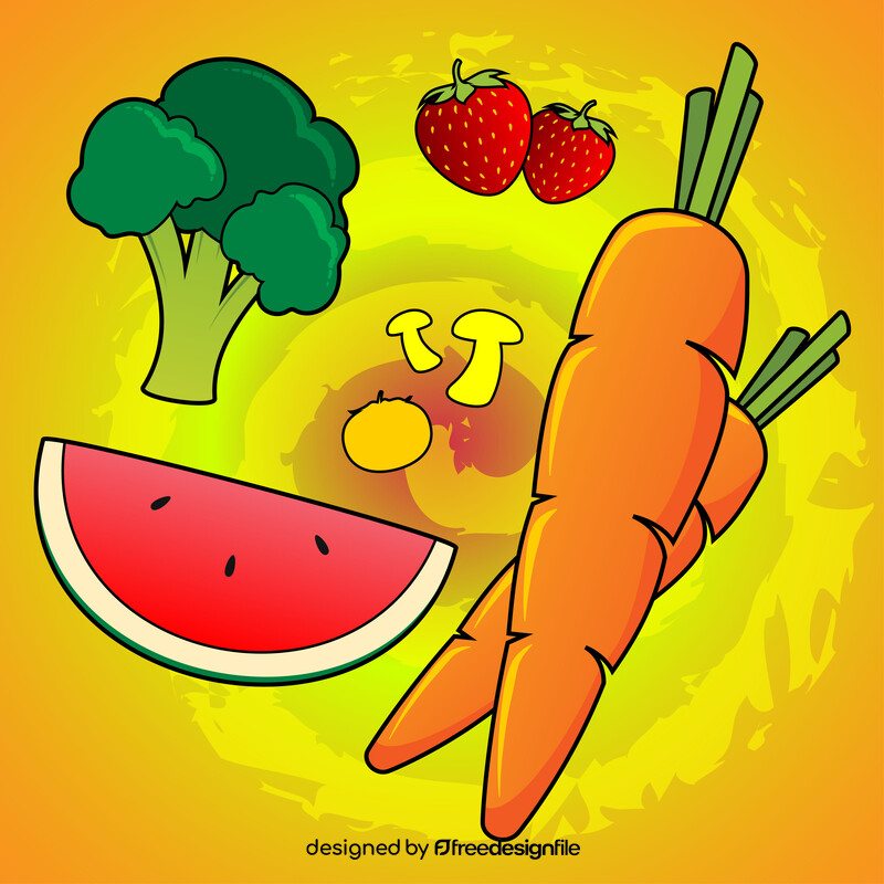 Fruits and vegetables drawing vector