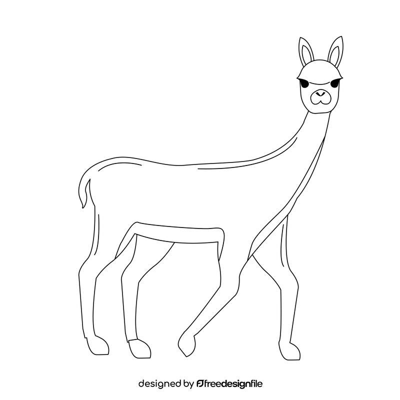 Vicuna black and white clipart