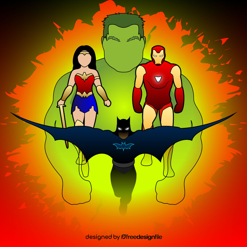 Superheroes drawing vector