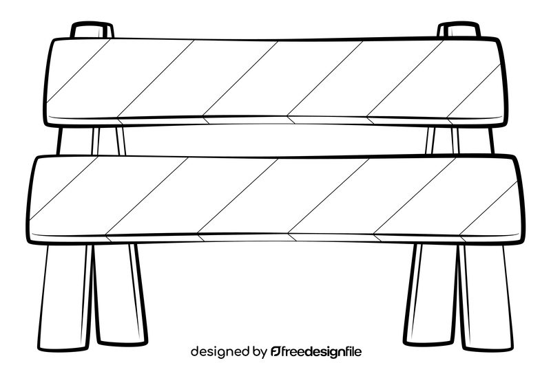 Construction barrier drawing black and white clipart