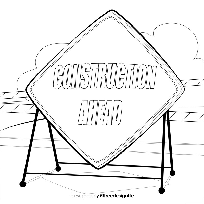 Construction sign drawing black and white vector