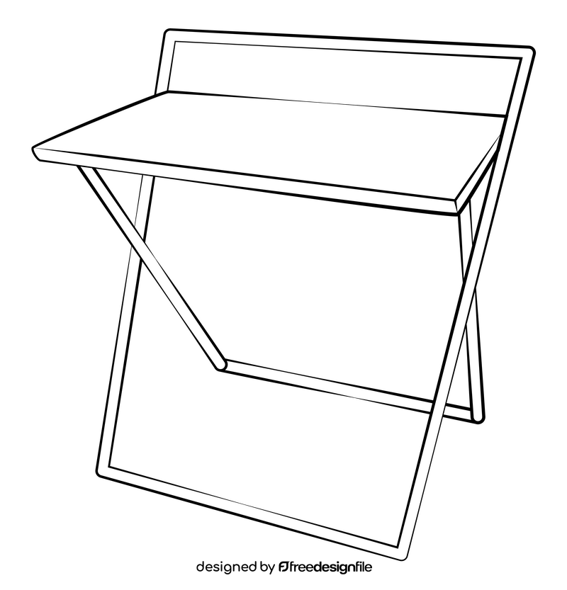 Desk folding drawing black and white clipart