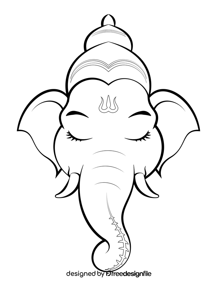 Ganesh drawing black and white clipart