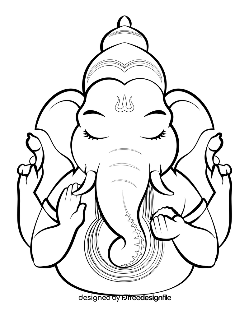 Ganesh drawing black and white clipart