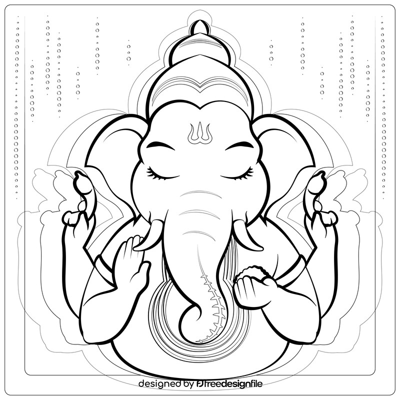 Ganesh drawing black and white vector