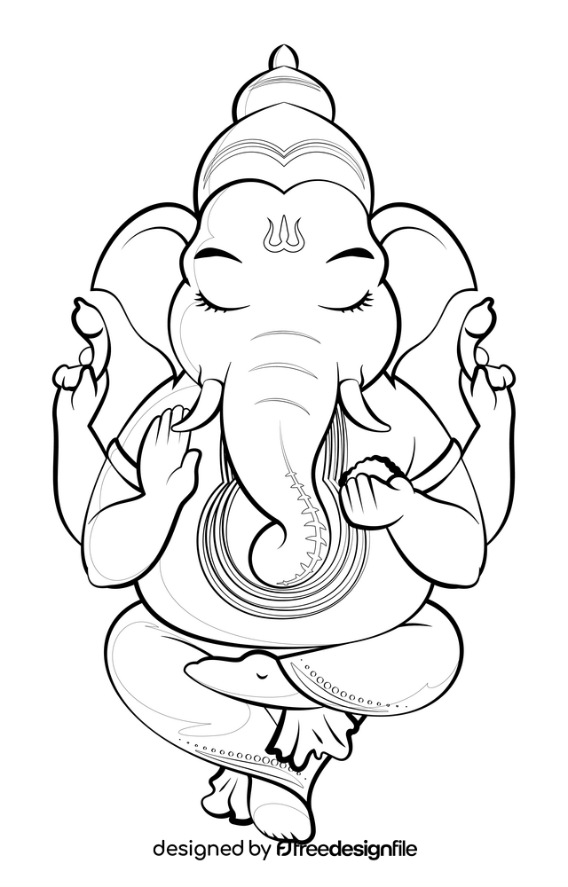 Ganesh drawing black and white clipart