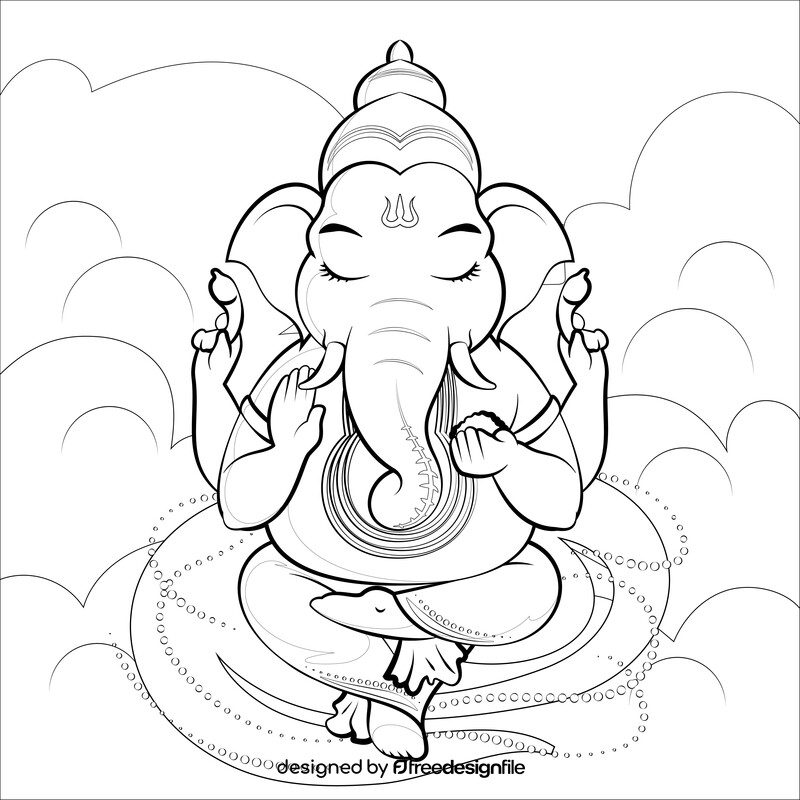 Ganesh drawing black and white vector