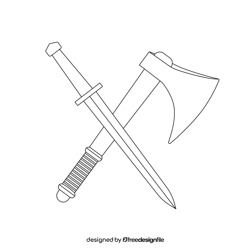 Viking weapons black and white clipart