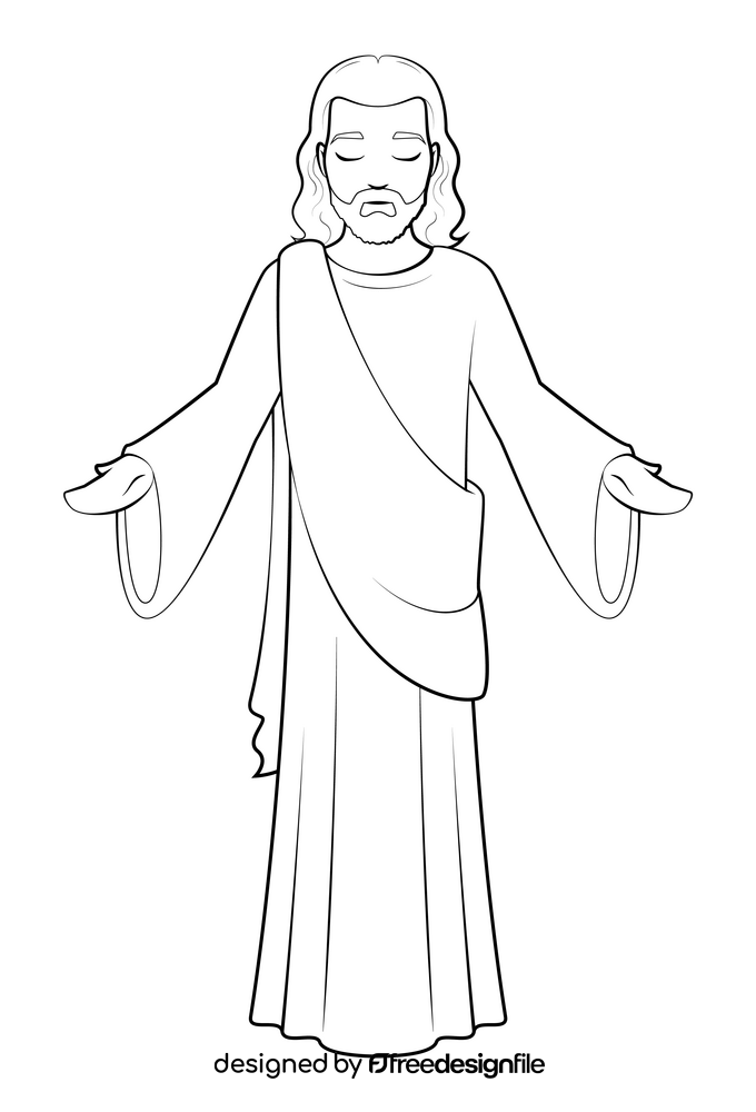 Jesus drawing black and white clipart