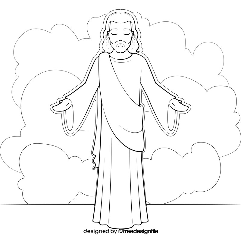 Jesus drawing black and white vector