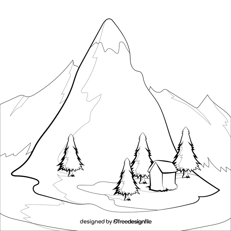 Hillside drawing black and white vector