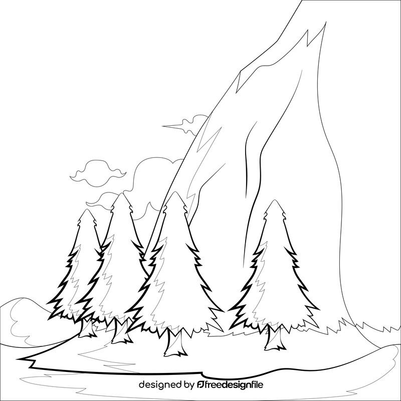 Hillside drawing black and white vector