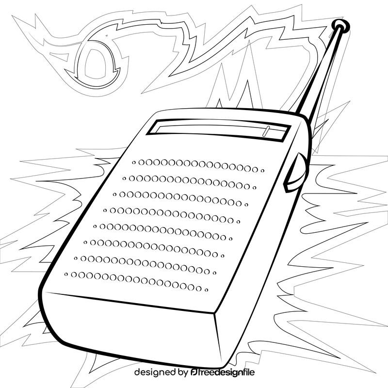 Radio pocket drawing black and white vector