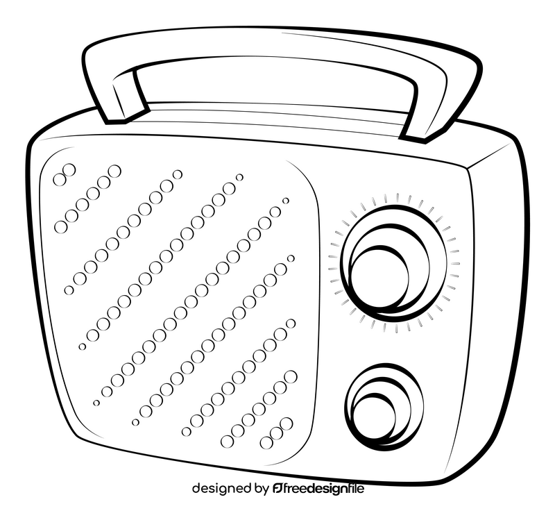 Radio drawing black and white clipart