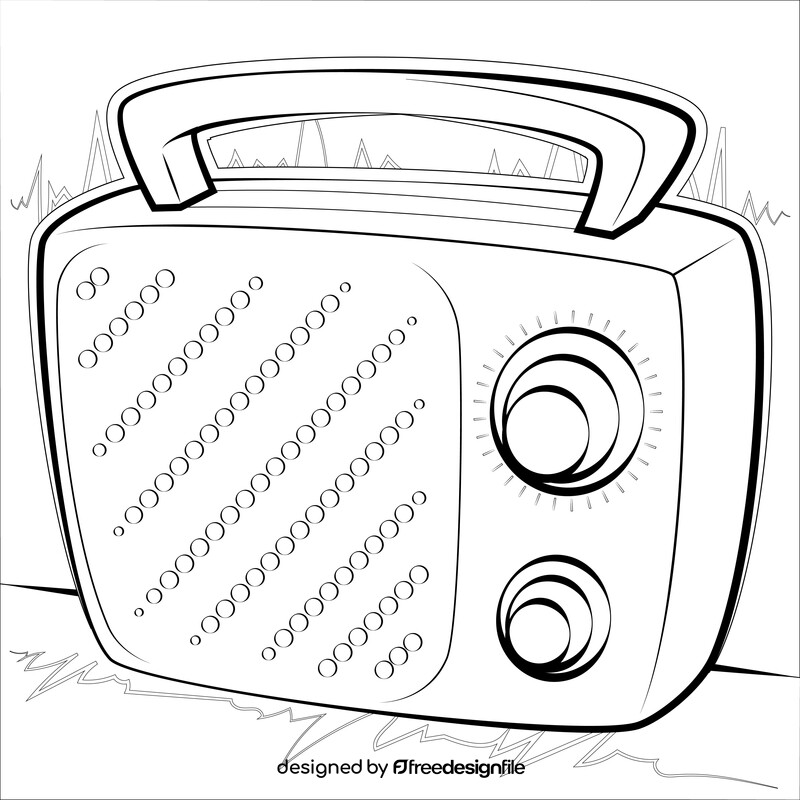 Radio drawing black and white vector