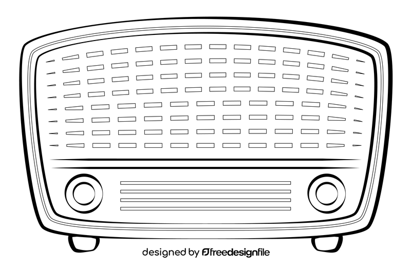 Old radio, retro drawing black and white clipart